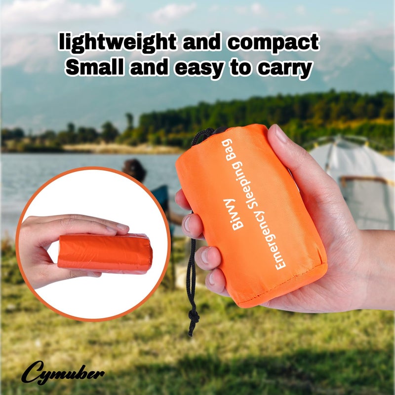 Cymuber Emergency Sleeping Bag Survival Bag  Cymuber Portable Waterproof Thermal Bivy Sacks Tac Bivvy Bags Camping Mylar Sleeping Bag Survival Gear Emergency Blankets Survival Shelter - Image 2